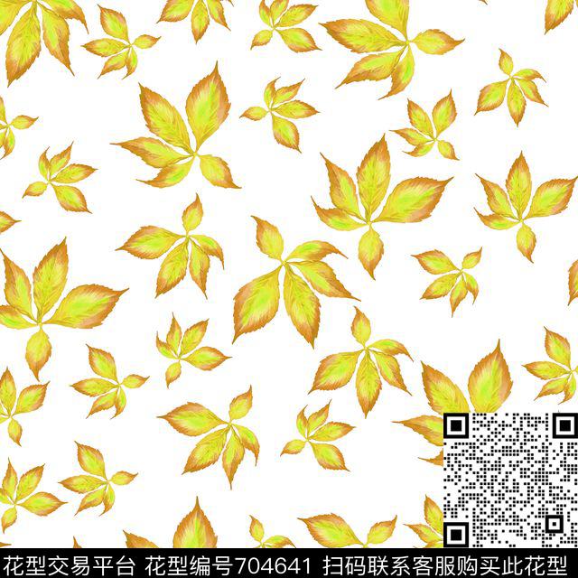 枫叶白.jpg - 704641 - 花卉 枫叶 叶子树叶 - 数码印花花型 － 女装花型设计 － 瓦栏