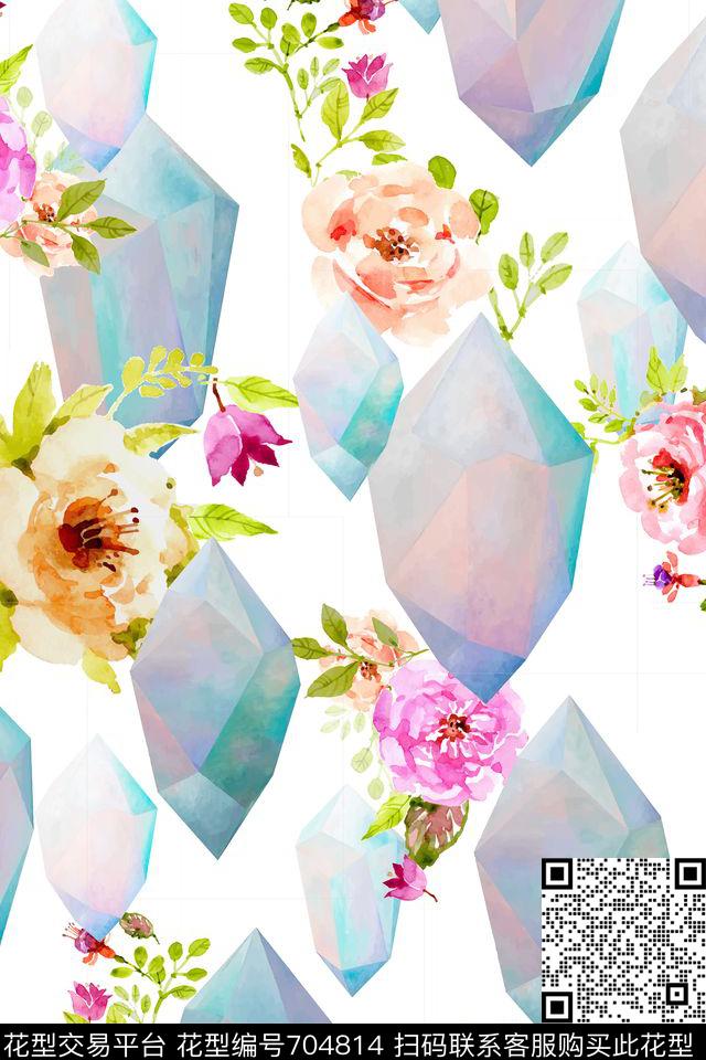 水晶之恋.jpg - 704814 - 素雅 女装 植物纹 - 数码印花花型 － 女装花型设计 － 瓦栏