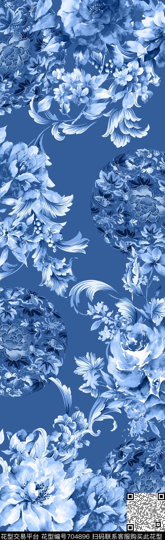 wal-160902-4-1.jpg - 704896 - 围巾 牡丹 玫瑰 - 数码印花花型 － 长巾花型设计 － 瓦栏