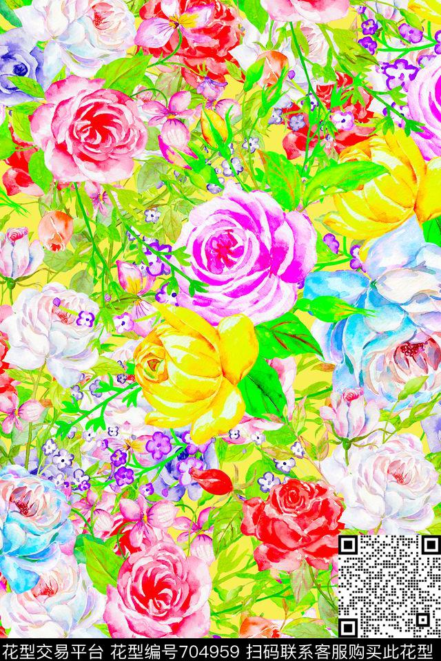 D15.jpg - 704959 - bright summer flowers - 数码印花花型 － 女装花型设计 － 瓦栏