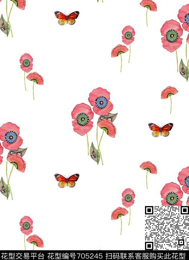 W0913-1.jpg - 705245 - 小碎花 花朵 花卉 - 数码印花花型 － 窗帘花型设计 － 瓦栏