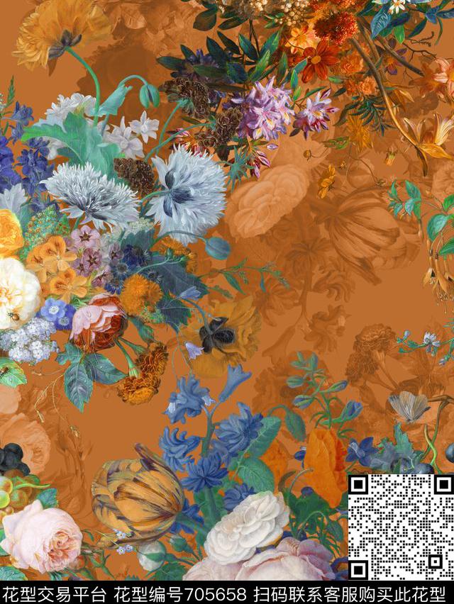 20169-14-5b.jpg - 705658 - 大牌复古 油画花卉系列 手绘花卉 - 数码印花花型 － 女装花型设计 － 瓦栏