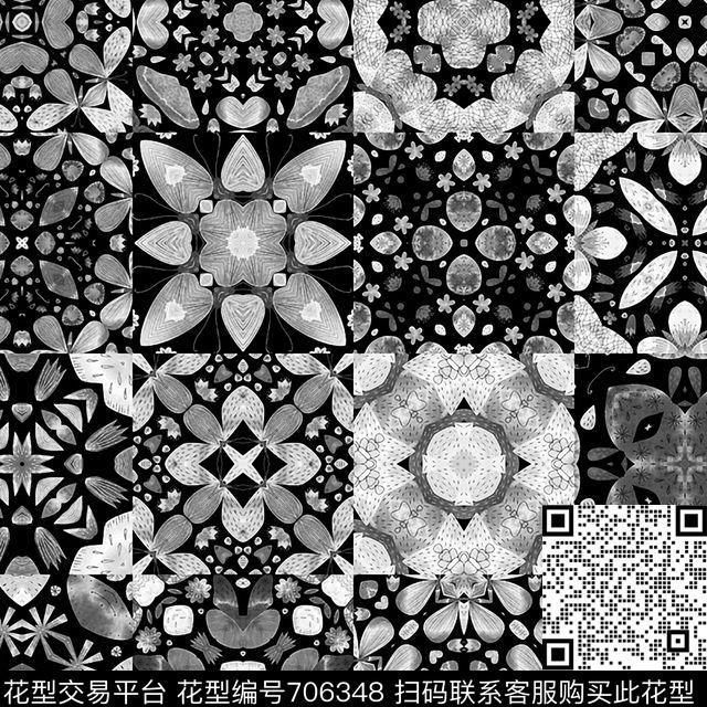 Vintage Tiles.jpg - 706348 - 不规则几何 格子 抽象 - 数码印花花型 － 女装花型设计 － 瓦栏
