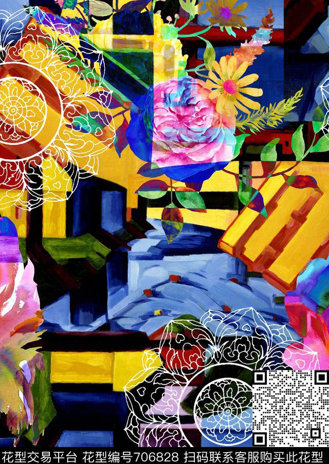 MAX458.tif - 706828 - 抽象手绘 MAX-女装花卉 油画花卉 - 数码印花花型 － 女装花型设计 － 瓦栏