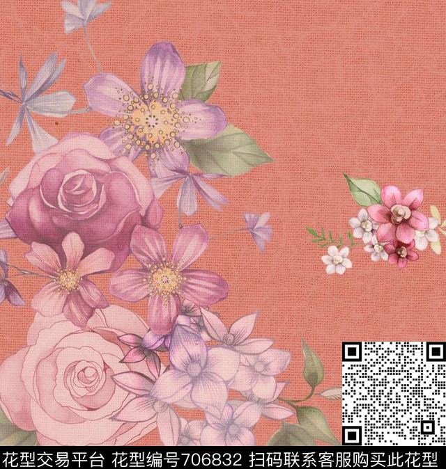 sj0031.tif - 706832 - 大花 花朵 花卉 - 数码印花花型 － 女装花型设计 － 瓦栏