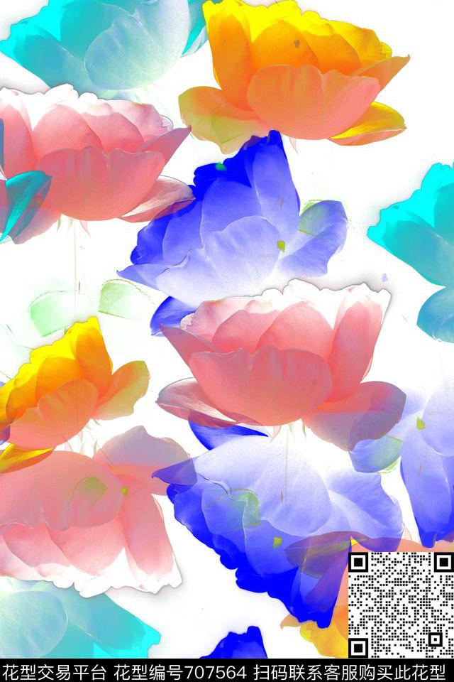 160909-青蓝雅韵-7-1.jpg - 707564 - 风格化花卉 花卉 组合花卉 - 数码印花花型 － 泳装花型设计 － 瓦栏