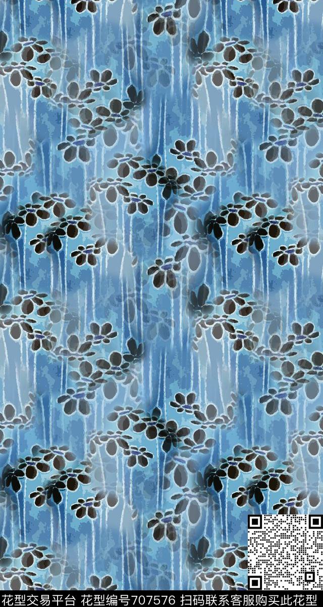 160909-青蓝雅韵-8-1.jpg - 707576 - 青蓝雅韵系列 抽象花卉 时尚抽象 - 数码印花花型 － 女装花型设计 － 瓦栏