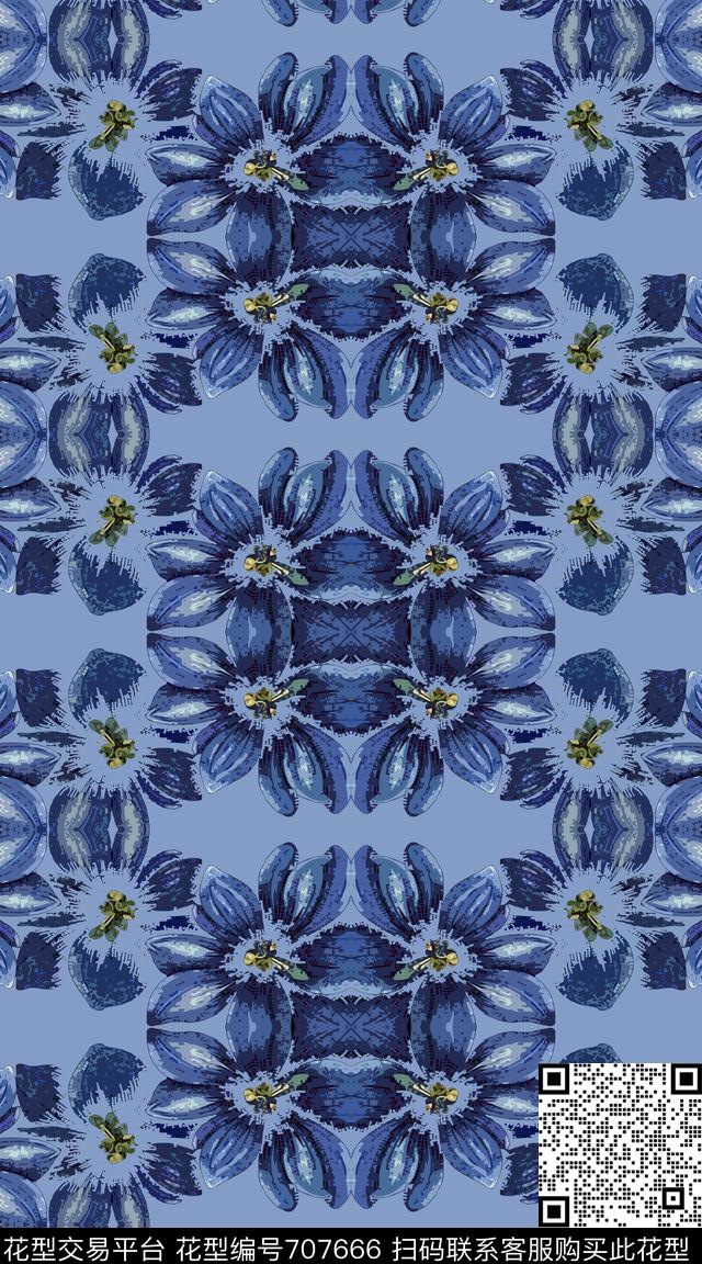 160909-青蓝雅韵-9-2.jpg - 707666 - 迷彩图案 抽象花卉 时尚抽象 - 数码印花花型 － 男装花型设计 － 瓦栏