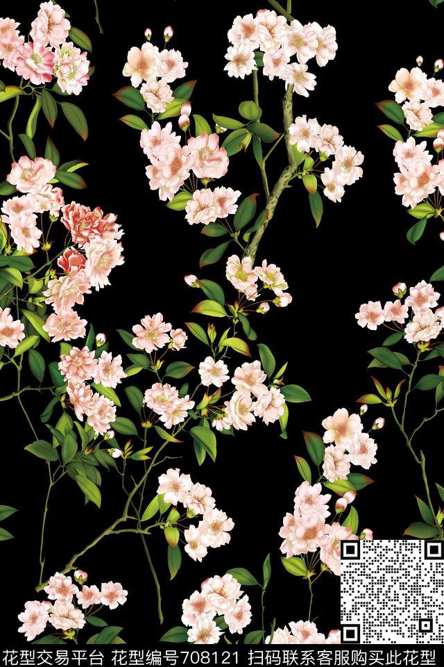 YSA2100349 满底小花.jpg - 708121 - 花卉 樱花 枝叶 - 数码印花花型 － 女装花型设计 － 瓦栏