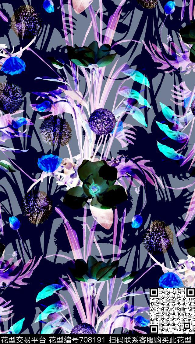 S09--AH003.jpg - 708191 - 花卉 科幻色彩 抽象感觉 - 数码印花花型 － 女装花型设计 － 瓦栏