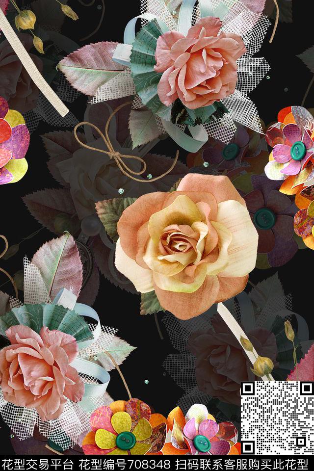 FY0583.jpg - 708348 - 花朵 花卉 折纸 - 数码印花花型 － 女装花型设计 － 瓦栏