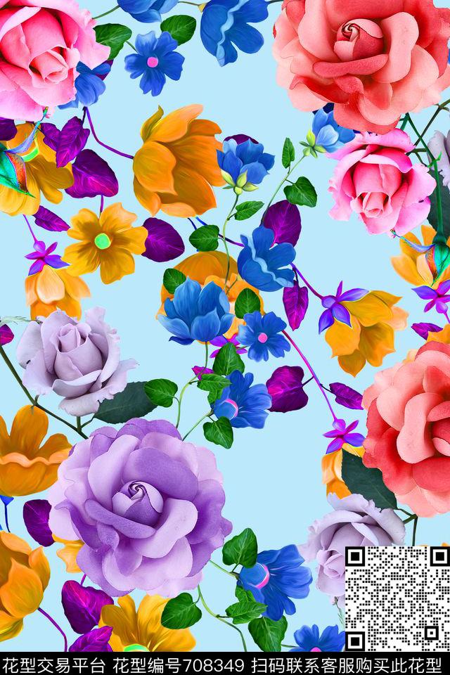 FY0584.jpg - 708349 - 花朵 花卉 清新 - 数码印花花型 － 女装花型设计 － 瓦栏
