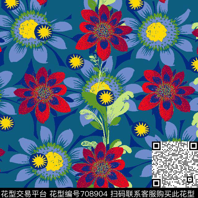 A989317.tif - 708904 - 休闲 时尚 花卉 - 传统印花花型 － 女装花型设计 － 瓦栏