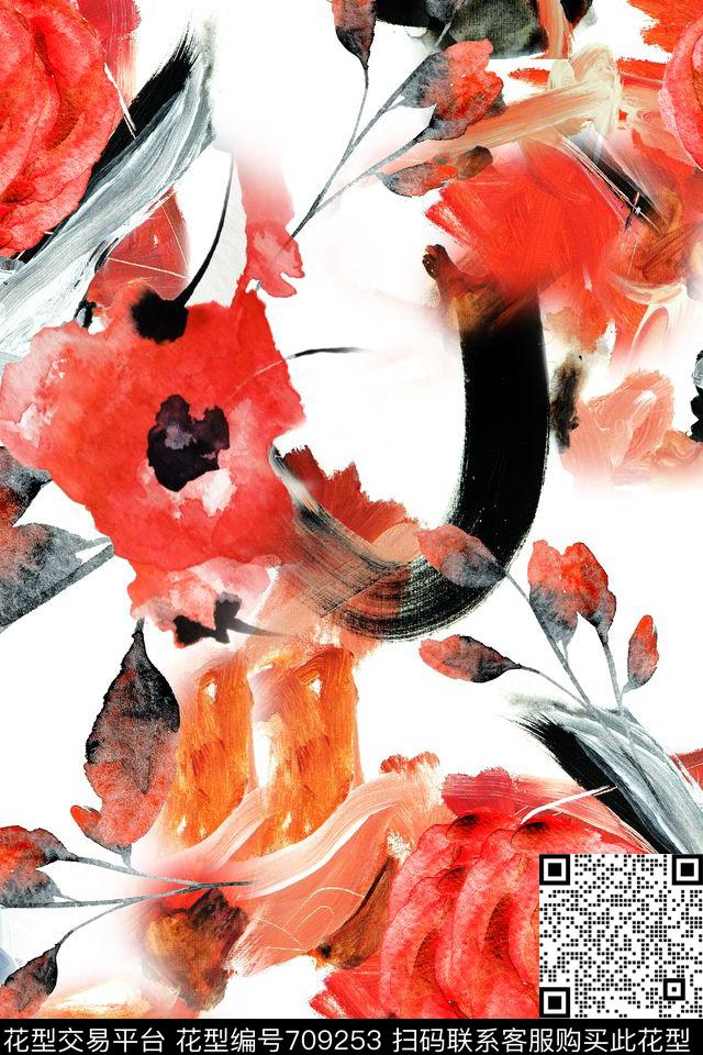 g1610223.jpg - 709253 - 玫瑰 手绘 油画 - 数码印花花型 － 女装花型设计 － 瓦栏