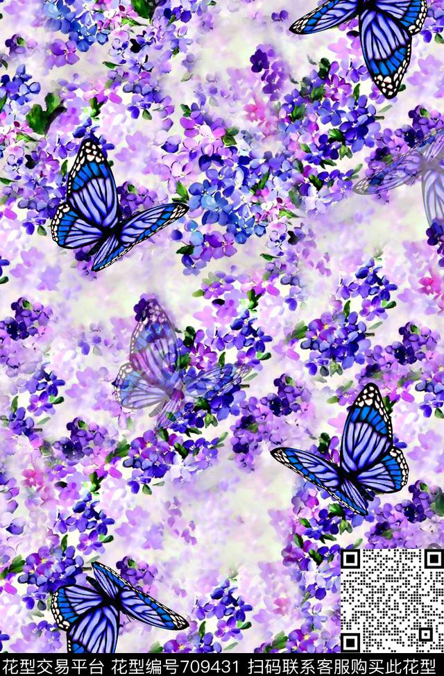 M9516.jpg - 709431 - 抽象手绘满版花卉 最新高清数码水彩花卉 趣味动物蝴蝶 - 数码印花花型 － 女装花型设计 － 瓦栏