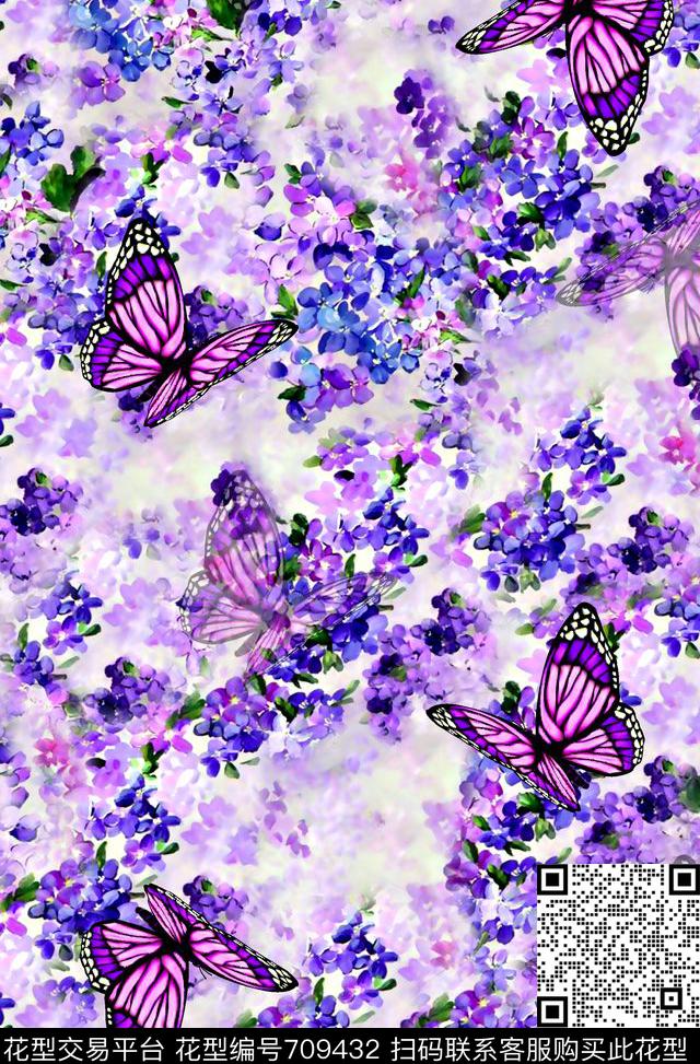 M9516-1.jpg - 709432 - 抽象手绘满版花卉 最新高清数码水彩花卉 趣味动物蝴蝶 - 数码印花花型 － 女装花型设计 － 瓦栏