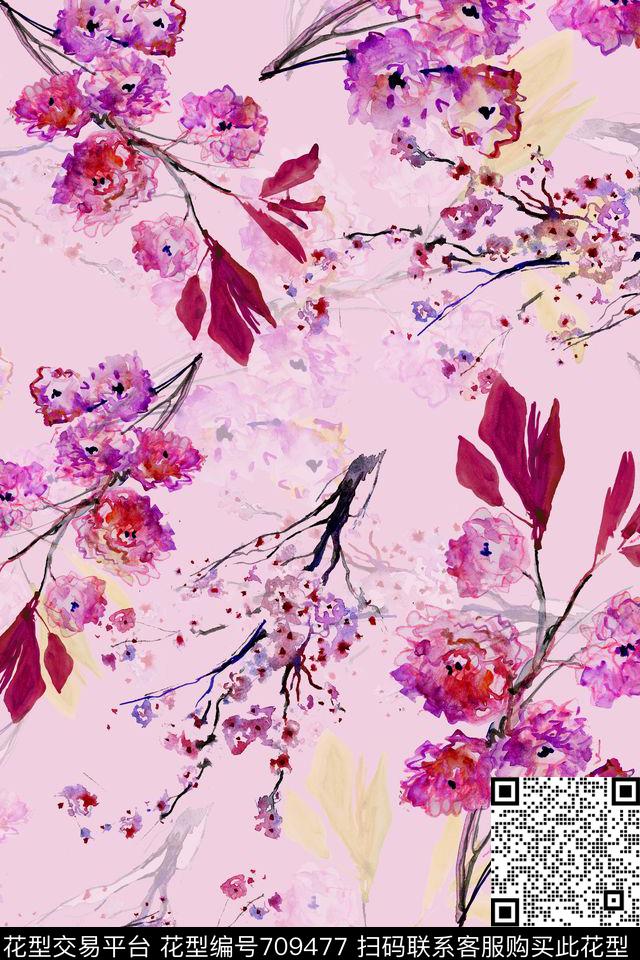 16091723.jpg - 709477 - 女装 中国风 花鸟植物 - 数码印花花型 － 女装花型设计 － 瓦栏