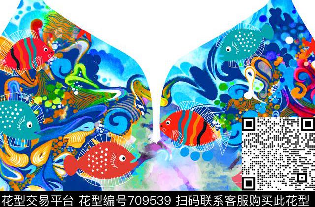 彩色鱼.jpg - 709539 - 趣味 花朵 时尚 - 数码印花花型 － 泳装花型设计 － 瓦栏