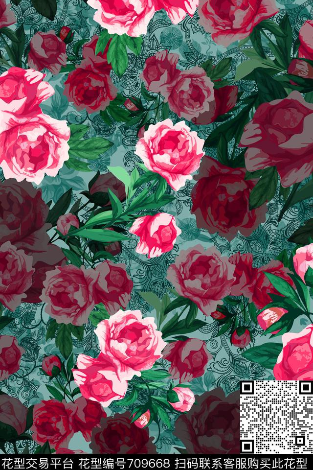 D18.1.jpg - 709668 - watercolor flowers garden - 数码印花花型 － 女装花型设计 － 瓦栏