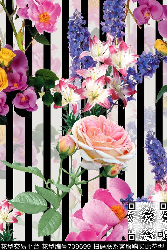 FY0596.jpg - 709699 - 花朵 花卉 条子 - 数码印花花型 － 女装花型设计 － 瓦栏