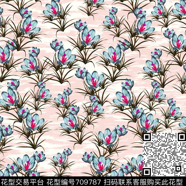 3D立体花卉草地粉.jpg - 709787 - 乱花 兰花 花朵 - 数码印花花型 － 女装花型设计 － 瓦栏