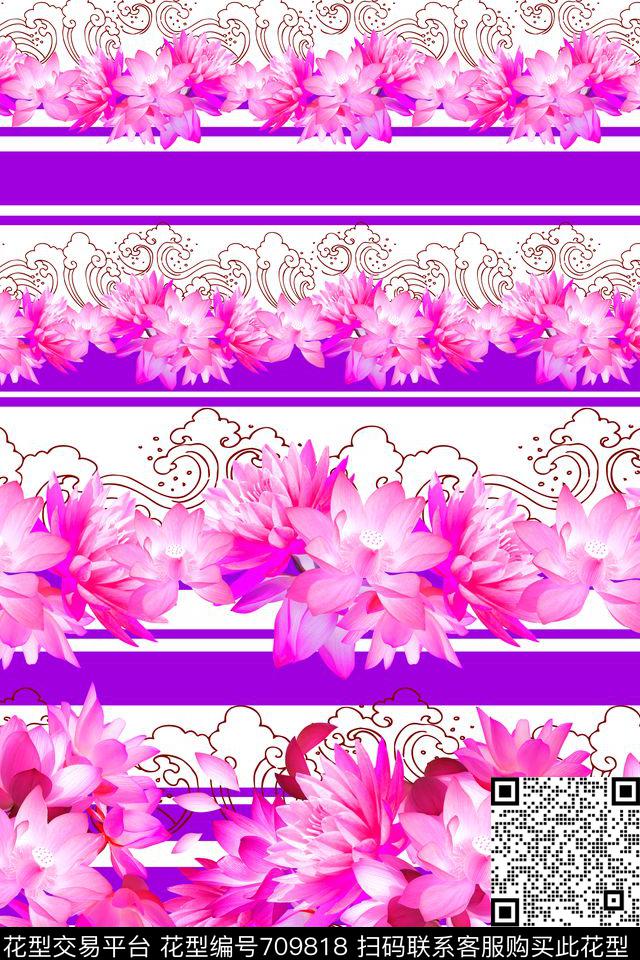 MAX484-色1.tif - 709818 - MAX-女装花卉 横条 云纹 - 数码印花花型 － 女装花型设计 － 瓦栏