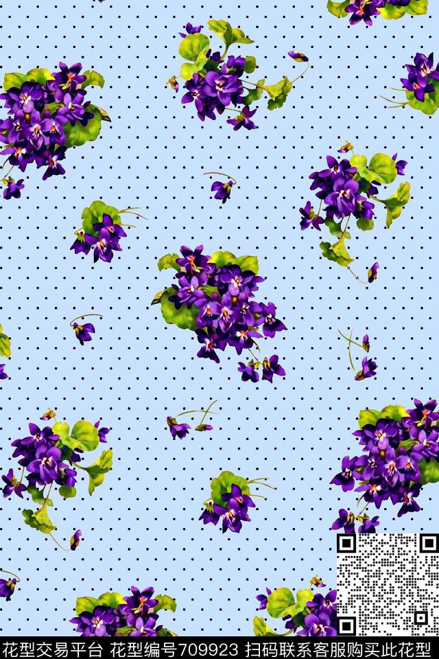 M9508-3.jpg - 709923 - 抽象手绘满版花卉 复古波点 最新高清数码水彩花卉 - 数码印花花型 － 女装花型设计 － 瓦栏