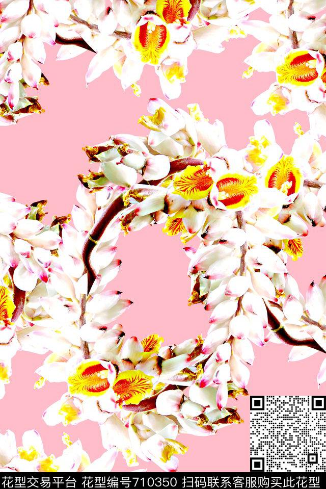 1066a-1.tif - 710350 - 抽象植物花卉印花 女装裙子春夏清爽印花 满版印花 - 数码印花花型 － 女装花型设计 － 瓦栏