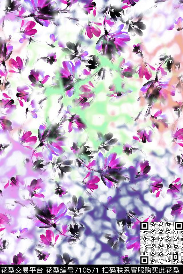 抽象水花花卉白.jpg - 710571 - 女装连衣裙外套T恤抽象 抽象 花卉 - 数码印花花型 － 女装花型设计 － 瓦栏