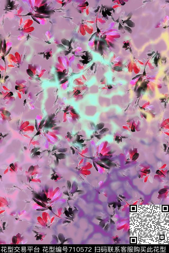 抽象水花花卉粉.jpg - 710572 - 女装连衣裙外套T恤抽象 抽象 花卉 - 数码印花花型 － 女装花型设计 － 瓦栏
