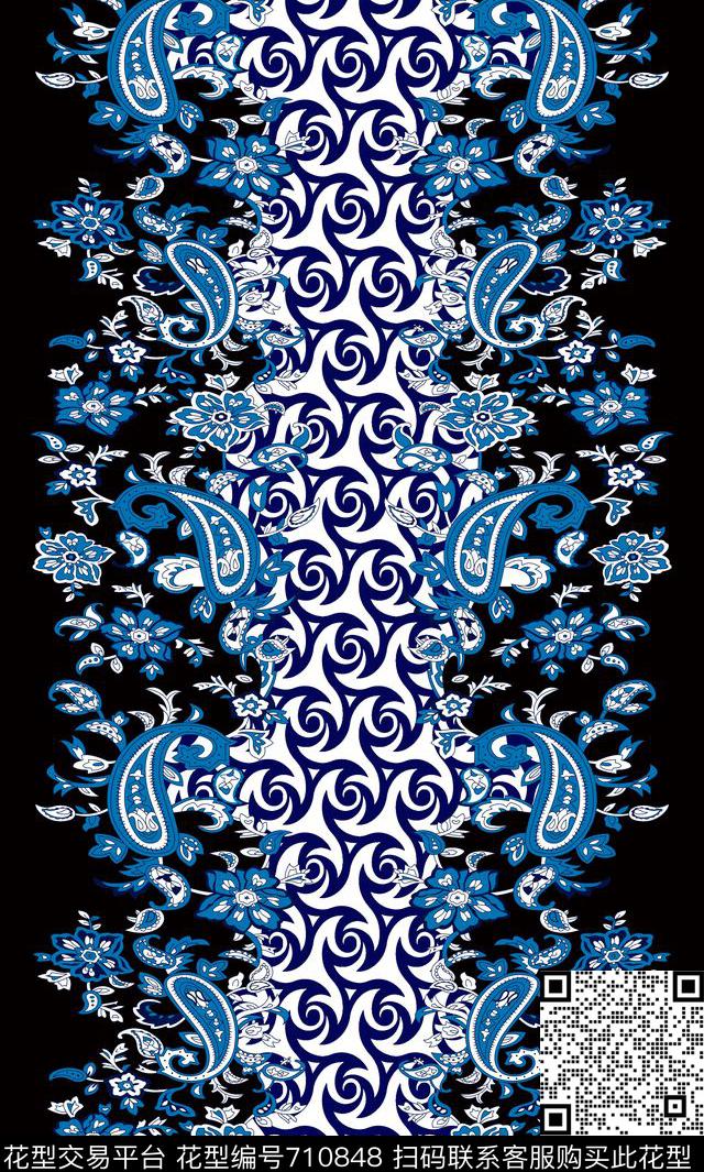定位宫廷民族风花纹.jpg - 710848 - 部落 宫廷风 青花瓷 - 传统印花花型 － 女装花型设计 － 瓦栏