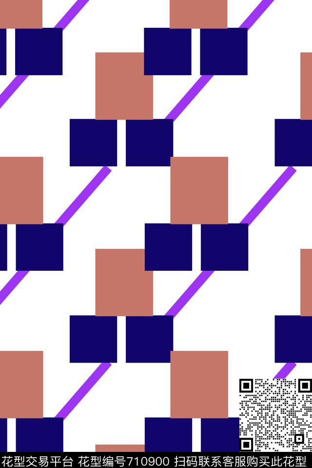 时尚几何方格色块紫.jpg - 710900 - 方格 几何 格子 - 传统印花花型 － 女装花型设计 － 瓦栏