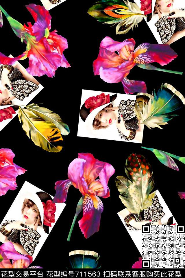 M9495.jpg - 711563 - 抽象手绘高清数码花卉 最新水彩花卉 复古人物像 - 数码印花花型 － 女装花型设计 － 瓦栏