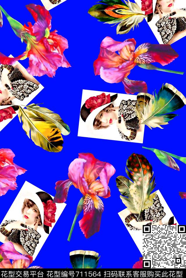 M9495-1.jpg - 711564 - 抽象手绘高清数码花卉 最新水彩花卉 复古人物像 - 数码印花花型 － 女装花型设计 － 瓦栏