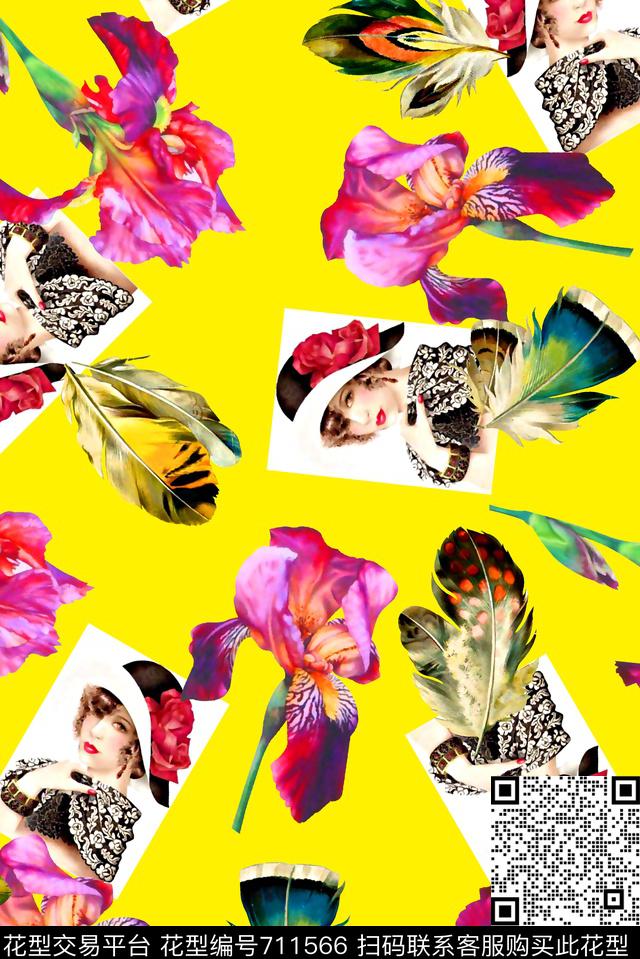 M9495-3.jpg - 711566 - 抽象手绘高清数码花卉 最新水彩花卉 复古人物像 - 数码印花花型 － 女装花型设计 － 瓦栏