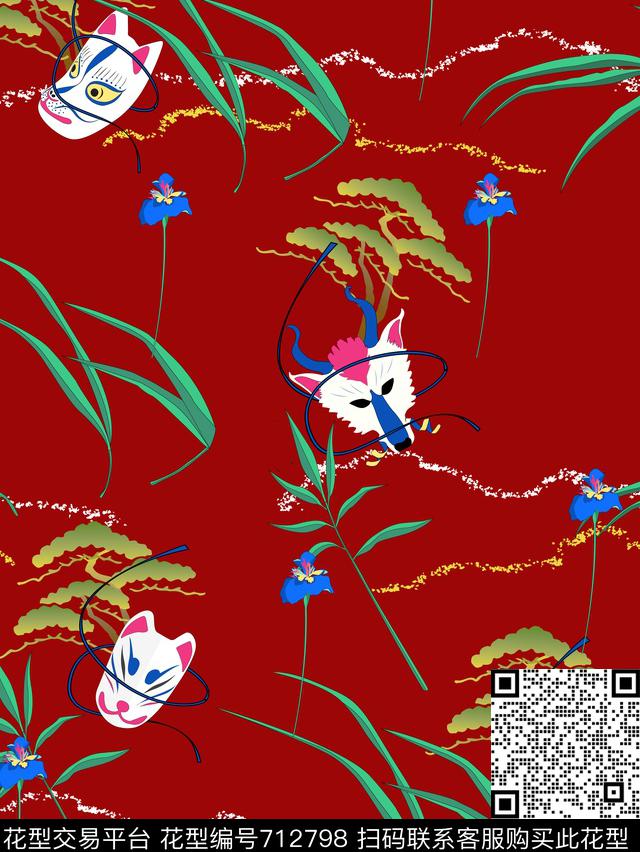 hua 155.jpg - 712798 - 植物 抽象 日式 - 数码印花花型 － 女装花型设计 － 瓦栏