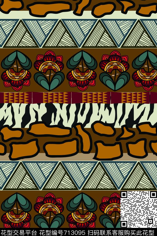 手绘非洲图案.jpg - 713095 - 地毯 图腾 和风 - 传统印花花型 － 女装花型设计 － 瓦栏