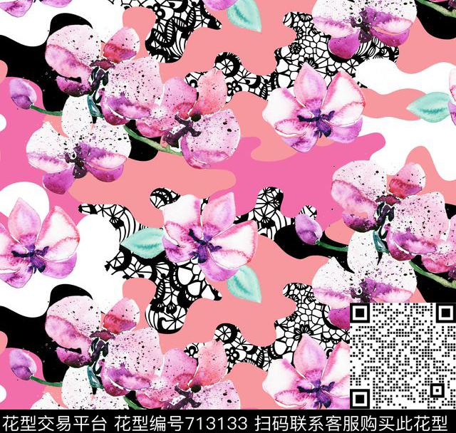 D25.jpg - 713133 - camouflage 2017 flowers - 数码印花花型 － 女装花型设计 － 瓦栏