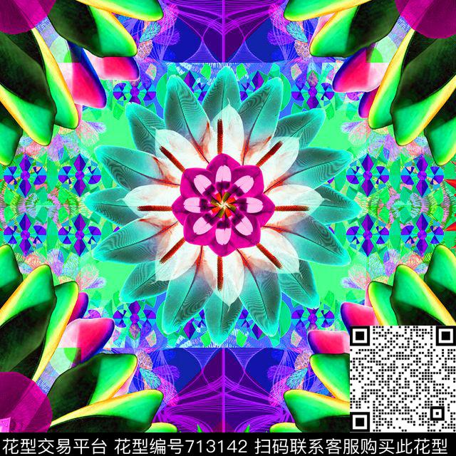 Tropical20.2.jpg - 713142 - geometric mandala feathers - 数码印花花型 － 泳装花型设计 － 瓦栏