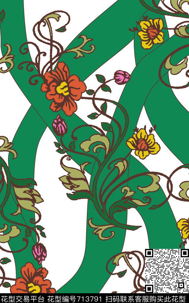 YSA2100392-1.jpg - 713791 - 花卉 风格化 色块 - 传统印花花型 － 女装花型设计 － 瓦栏