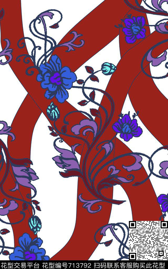 YSA2100392-2.jpg - 713792 - 花卉 风格化 色块 - 传统印花花型 － 女装花型设计 － 瓦栏