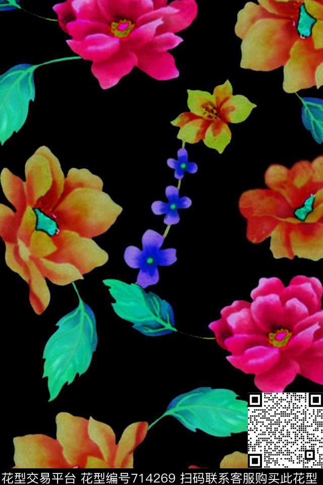 2016-9-27手绘水彩花卉叶子1.jpg - 714269 - 手绘 水彩花卉 花朵 - 数码印花花型 － 女装花型设计 － 瓦栏