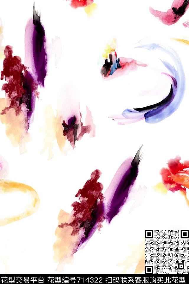 1329.jpg - 714322 - 抽象水彩 绘画 笔触 - 数码印花花型 － 女装花型设计 － 瓦栏