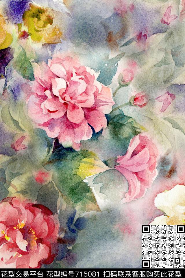 x-0662.jpg - 715081 - 花卉 水彩 手绘 - 数码印花花型 － 女装花型设计 － 瓦栏