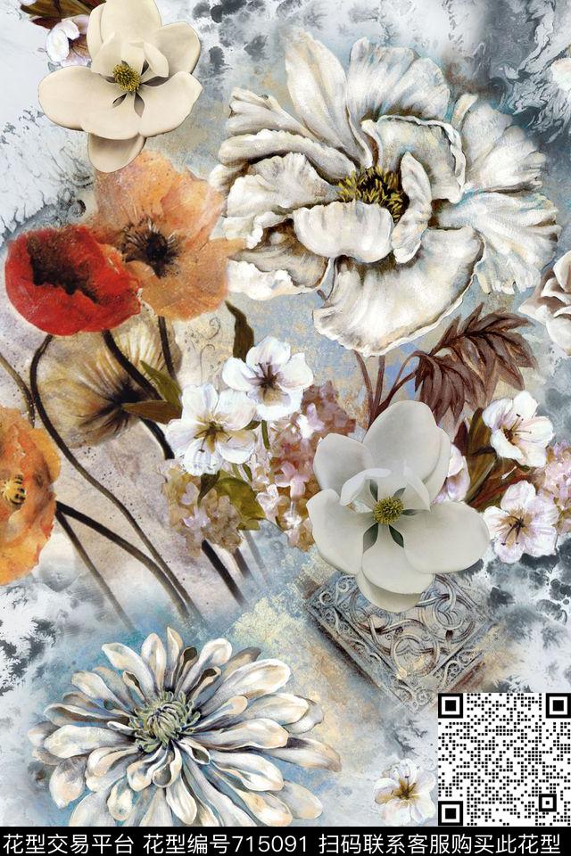 x-0663.jpg - 715091 - 花卉 碎花 油画 - 数码印花花型 － 女装花型设计 － 瓦栏