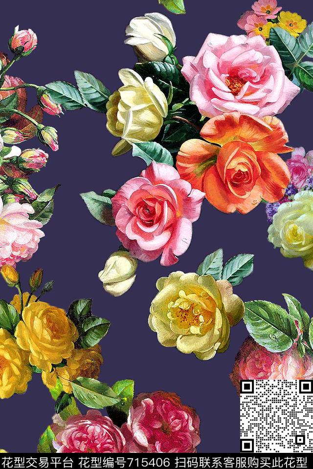 x-0664.jpg - 715406 - 花卉 油画 玫瑰 - 数码印花花型 － 女装花型设计 － 瓦栏