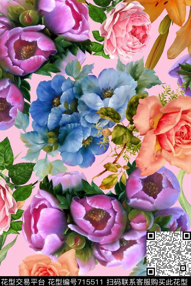YSA2100350-1.jpg - 715511 - 水彩 花卉 玫瑰 - 数码印花花型 － 女装花型设计 － 瓦栏