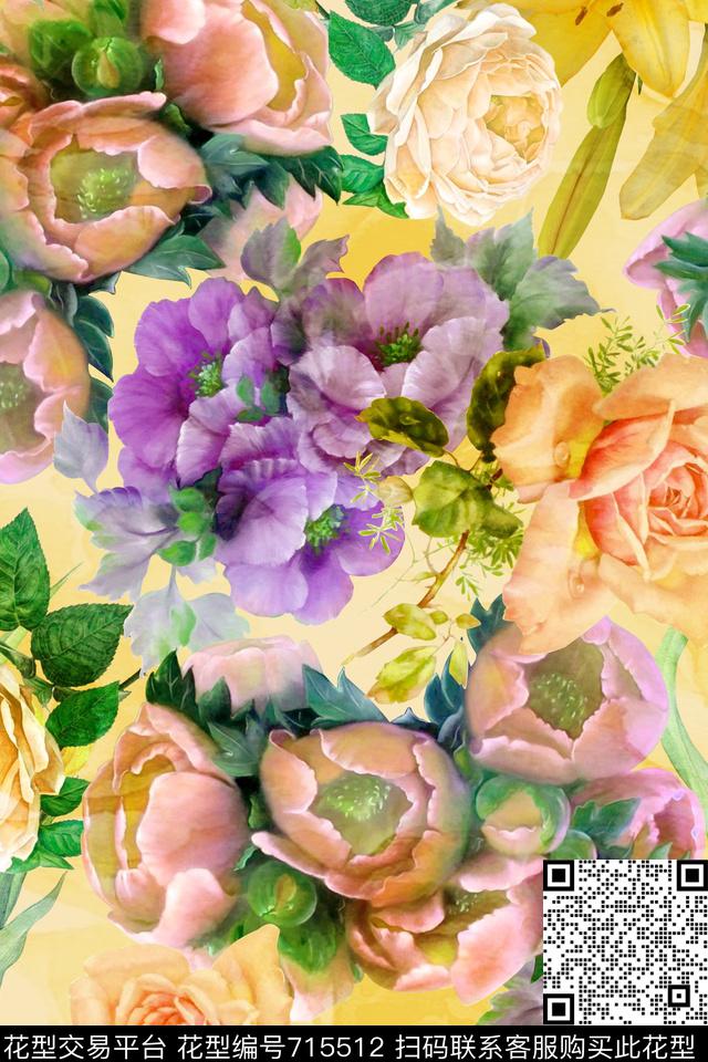 YSA2100350-2.jpg - 715512 - 水彩 花卉 玫瑰 - 数码印花花型 － 女装花型设计 － 瓦栏