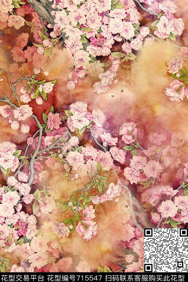 CYWL-431.jpg - 715547 - 原创水彩手绘 花朵 中国风 - 数码印花花型 － 女装花型设计 － 瓦栏