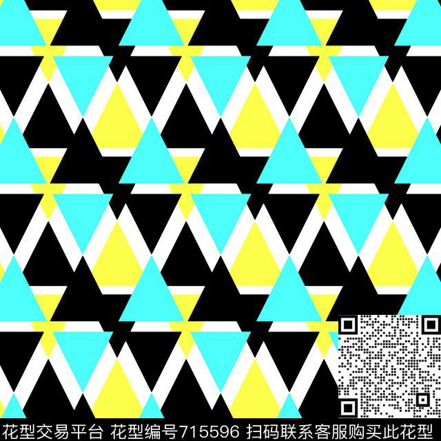 Geometric patterns X1.jpg - 715596 - 色块 三角形 几何 - 传统印花花型 － 女装花型设计 － 瓦栏